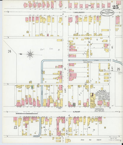 Sanborn Fire Insurance Map from Chillicothe, Ross County, Ohio (1900), Sheet #0025 - Historic Sanborn Fire Insurance Map Print, vintage old map wall art, antique decor, genealogy gift, Ohio Ohio map