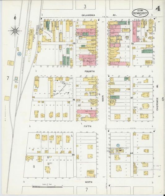 Sanborn Fire Insurance Map from Hennessey, Kingfisher County, Oklahoma (1904), Sheet #0004 - Historic Sanborn Fire Insurance Map Print, vintage old map wall art, antique decor, genealogy gift, Oklahoma Oklahoma map