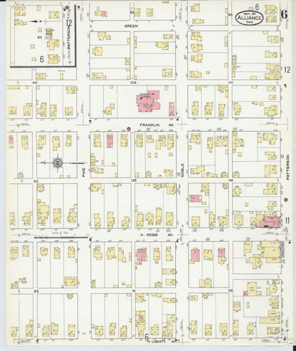 Sanborn Fire Insurance Map from Alliance, Stark County, Ohio (1911), Sheet #0006 - Complete Map Set gallery image, historic Sanborn map, vintage wall art, Ohio Ohio