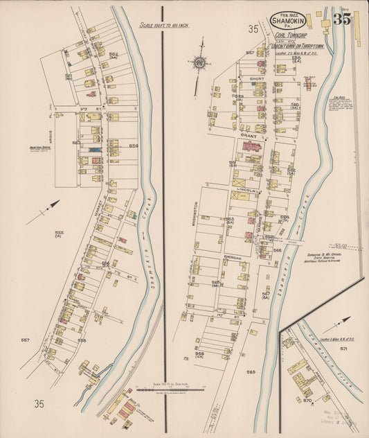 Sanborn Fire Insurance Map from Shamokin, Northumberland County, Pennsylvania (1922), Sheet #0035 - Historic Sanborn Fire Insurance Map Print, vintage old map wall art, antique decor, genealogy gift, Pennsylvania Pennsylvania map
