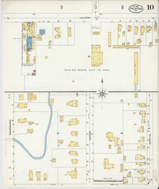 Sanborn Fire Insurance Map from Palmyra, Wayne County, New York (1906), Sheet #0010 - Historic Sanborn Fire Insurance Map Print, vintage old map wall art, antique decor, genealogy gift, New York New York map
