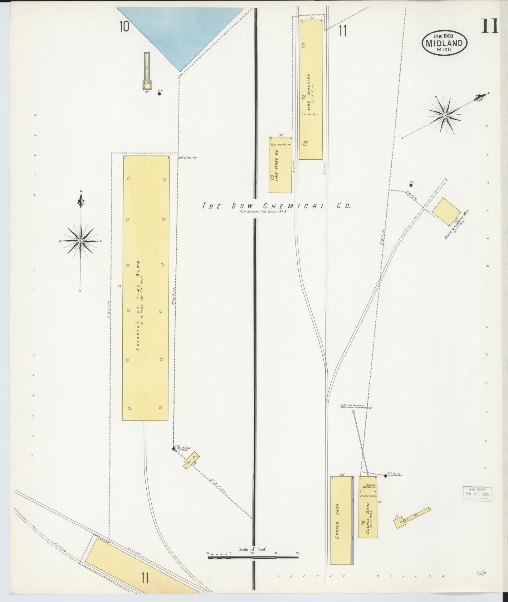 Sanborn Fire Insurance Map from Midland, Midland County, Michigan (1909), Sheet #0011 - Complete Map Set gallery image, historic Sanborn map, vintage wall art, Michigan Michigan