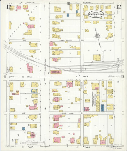 Sanborn Fire Insurance Map from New Philadelphia, Tuscarawas County, Ohio (1926), Sheet #0012 - Complete Map Set gallery image, historic Sanborn map, vintage wall art, Ohio Ohio