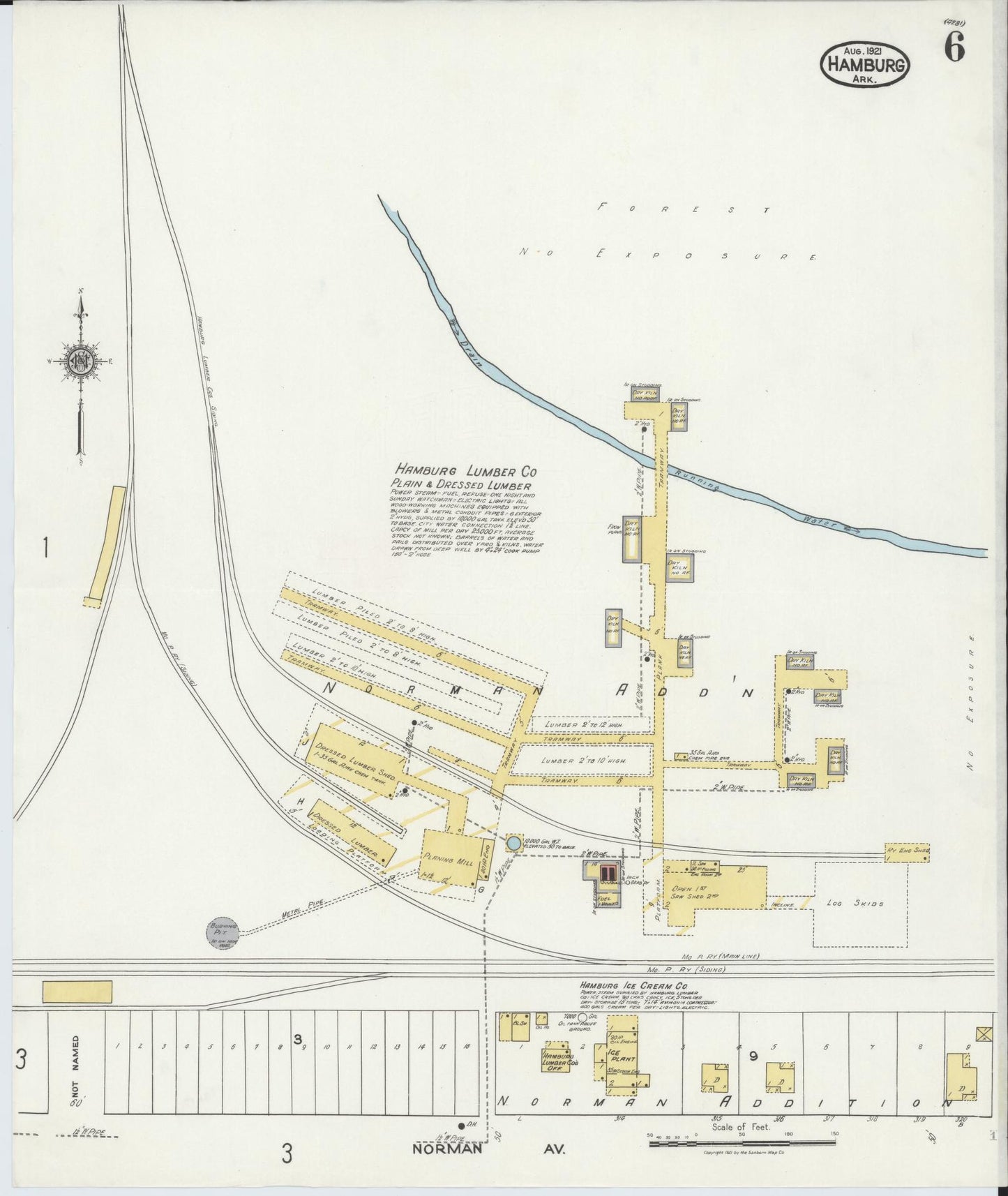 Sanborn Fire Insurance Map from Hamburg, Ashley County, Arkansas (1921), Sheet #0006 - Complete Map Set gallery image, historic Sanborn map, vintage wall art, Arkansas Arkansas