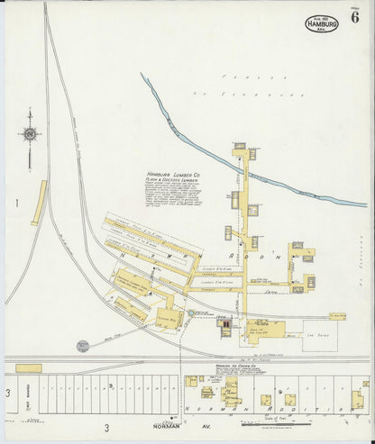 Sanborn Fire Insurance Map from Hamburg, Ashley County, Arkansas (1921), Sheet #0006 - Complete Map Set gallery image, historic Sanborn map, vintage wall art, Arkansas Arkansas