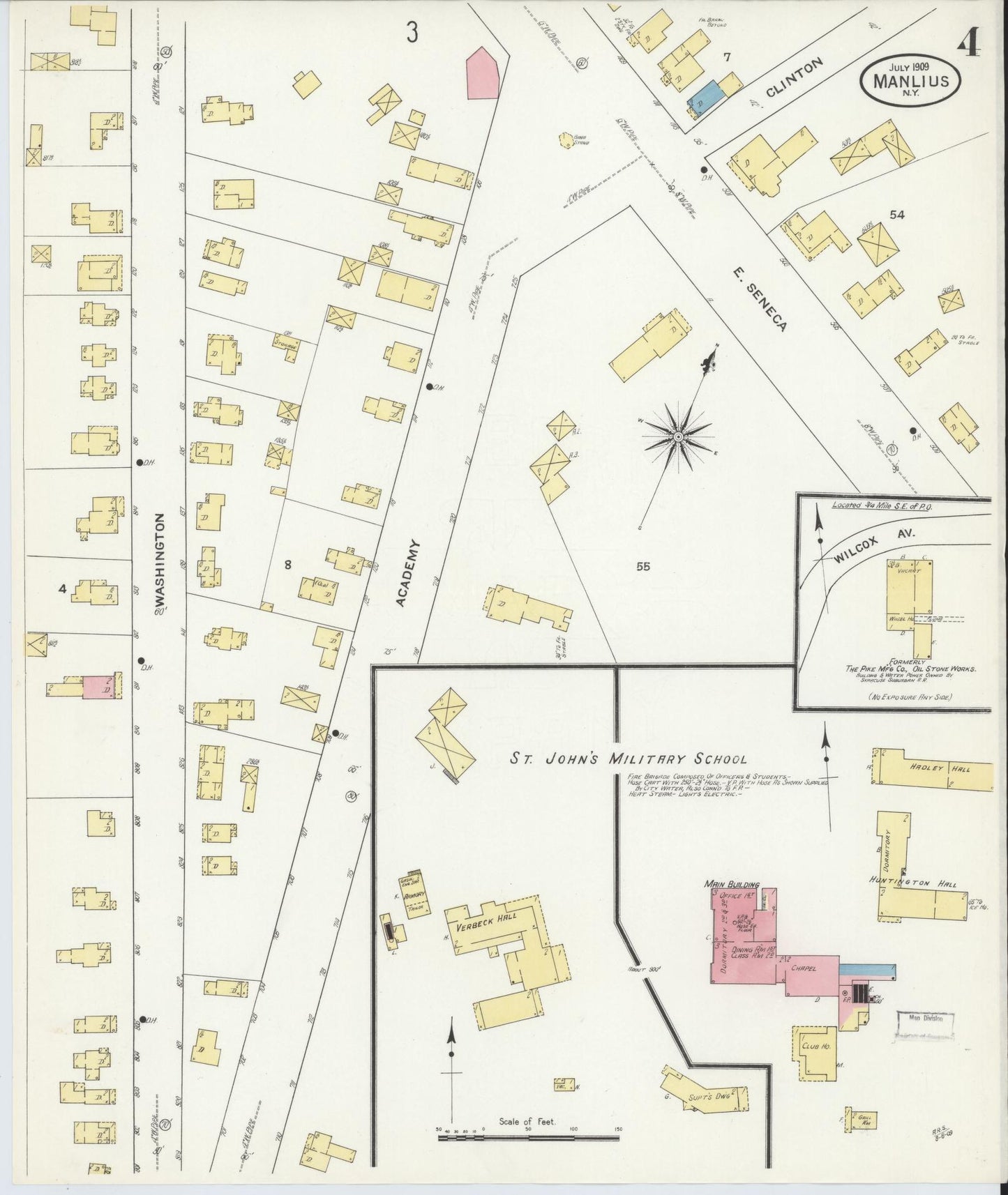 Sanborn Fire Insurance Map from Manlius, Onondaga County, New York (1909), Sheet #0004 - Complete Map Set gallery image, historic Sanborn map, vintage wall art, New York New York
