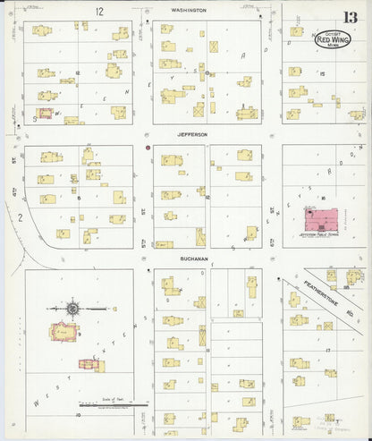 Sanborn Fire Insurance Map from Red Wing, Goodhue County, Minnesota (1917), Sheet #0013 - Historic Sanborn Fire Insurance Map Print, vintage old map wall art, antique decor, genealogy gift, Minnesota Minnesota map