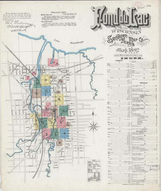 Fond du Lac, Fond du Lac County, Wisconsin (1892) – Sanborn Fire Insurance Map – Map View