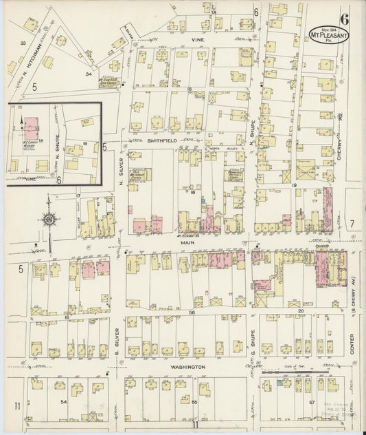 Sanborn Fire Insurance Map from Mount Pleasant, Westmoreland County, Pennsylvania (1914), Sheet #0006 - Historic Sanborn Fire Insurance Map Print, vintage old map wall art, antique decor, genealogy gift, Pennsylvania Pennsylvania map