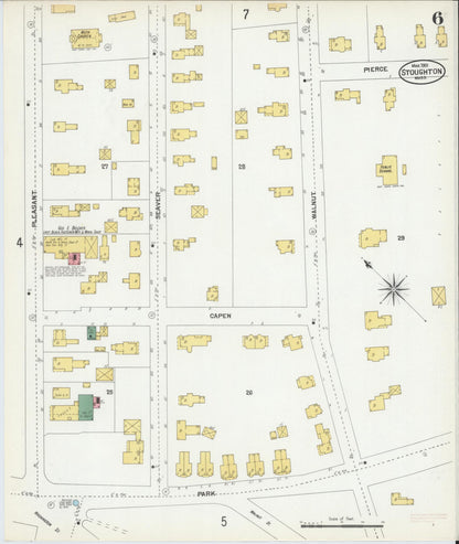 Sanborn Fire Insurance Map from Stoughton, Norfolk County, Massachusetts (1901), Sheet #0006 - Historic Sanborn Fire Insurance Map Print, vintage old map wall art, antique decor, genealogy gift, Massachusetts Massachusetts map
