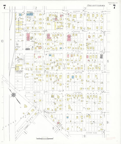 Sanborn Fire Insurance Map from Portales, Roosevelt County, New Mexico (1938), Sheet #0007 - Complete Map Set gallery image, historic Sanborn map, vintage wall art, New Mexico New Mexico