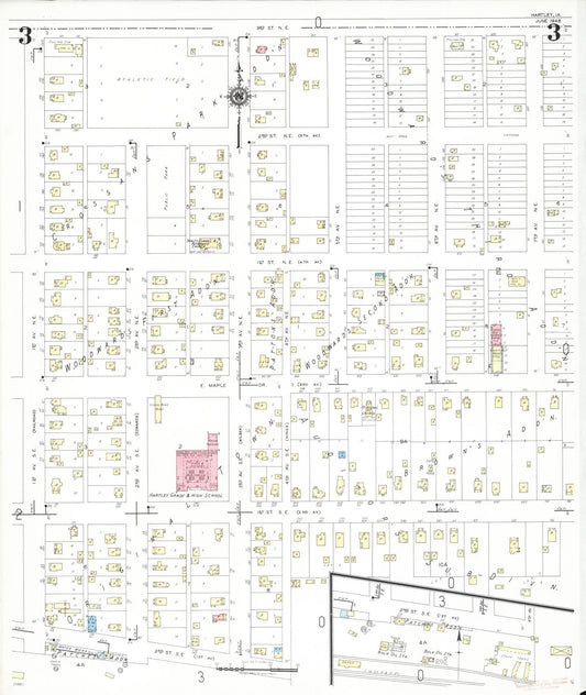 Sanborn Fire Insurance Map from Hartley, O'Brien County, Iowa (1948), Sheet #0003 - Historic Sanborn Fire Insurance Map Print, vintage old map wall art