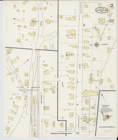 Sanborn Fire Insurance Map from Champion, Marquette County, Michigan (1914), Sheet #0002 - Complete Map Set gallery image, historic Sanborn map, vintage wall art, Michigan Michigan