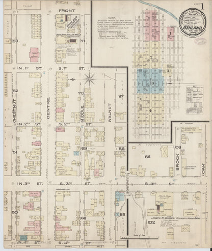 Sanborn Fire Insurance Map from Ashland, Schuylkill County, Pennsylvania (1885), Sheet #0001 - Complete Map Set gallery image, historic Sanborn map, vintage wall art, Pennsylvania Pennsylvania