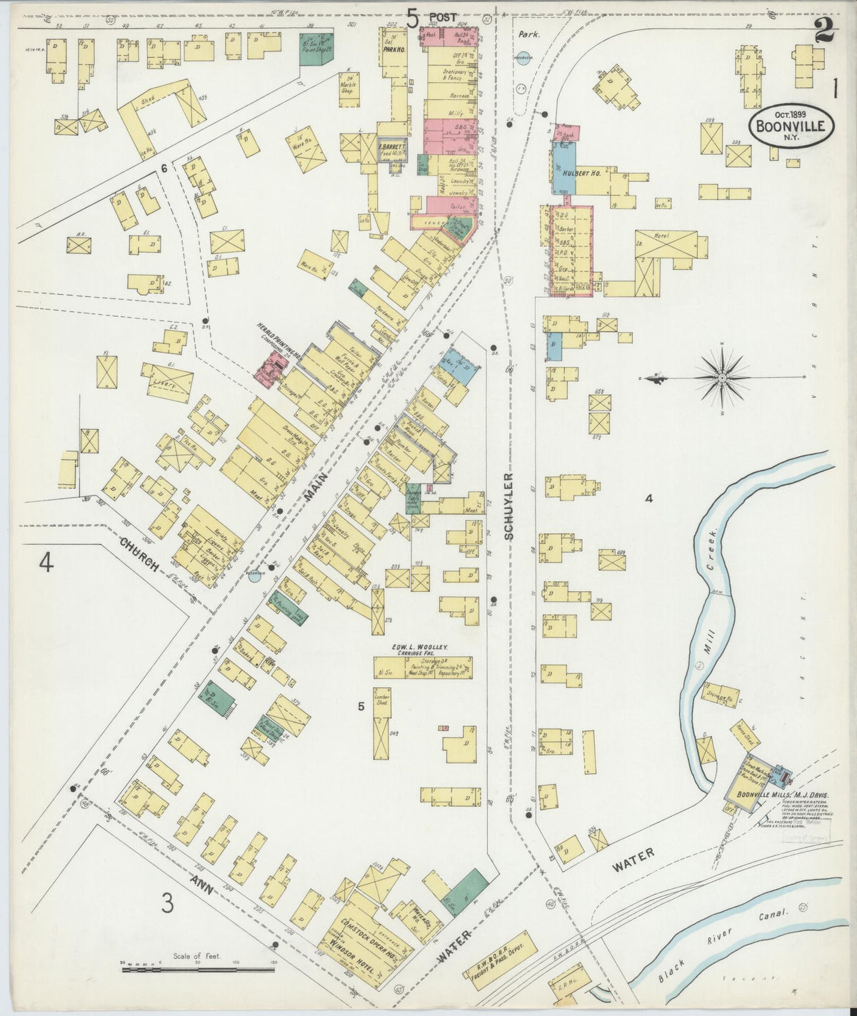 Sanborn Fire Insurance Map from Boonville, Oneida County, New York (1899), Sheet #0002 - Complete Map Set gallery image, historic Sanborn map, vintage wall art, New York New York
