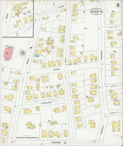 Sanborn Fire Insurance Map from New London, New London County, Connecticut (1901), Sheet #0003 - Complete Map Set gallery image, historic Sanborn map, vintage wall art, Connecticut Connecticut