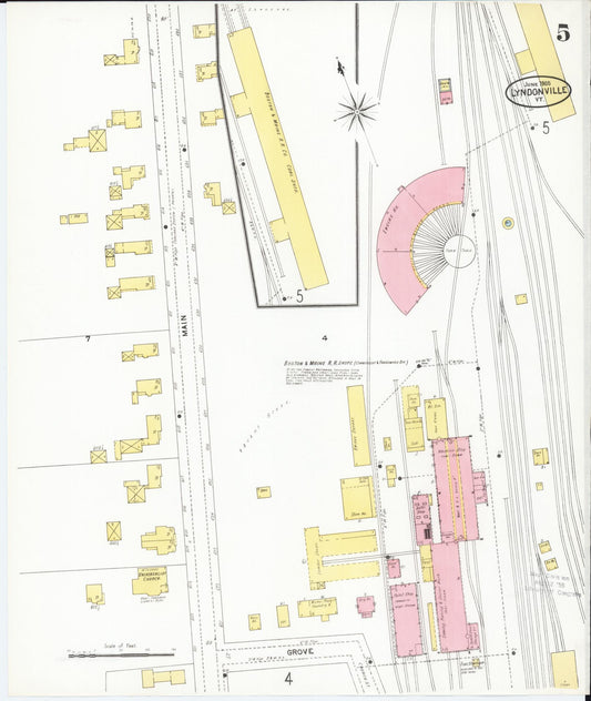 Sanborn Fire Insurance Map from Lyndonville, Caledonia County, Vermont (1905), Sheet #0005 - Historic Sanborn Fire Insurance Map Print, vintage old map wall art, antique decor, genealogy gift, Vermont Vermont map