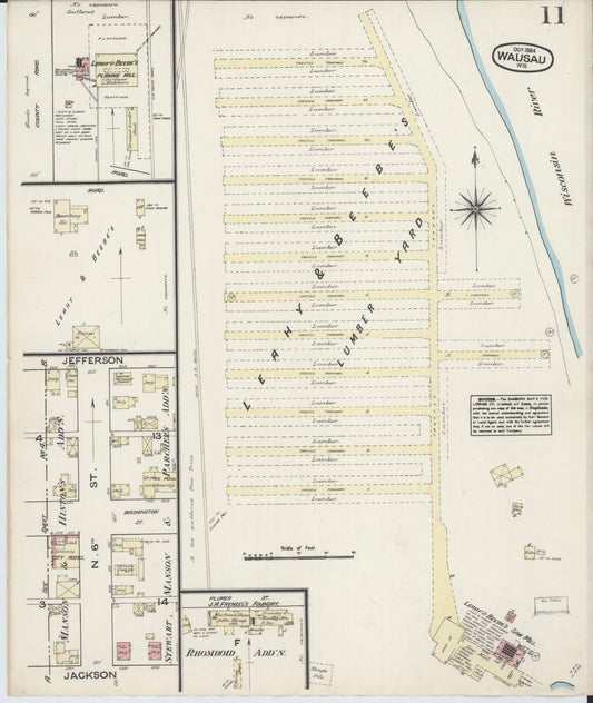 Sanborn Fire Insurance Map from Wausau, Marathon County, Wisconsin (1884), Sheet #0011 - Historic Sanborn Fire Insurance Map Print, vintage old map wall art, antique decor, genealogy gift, Wisconsin Wisconsin map