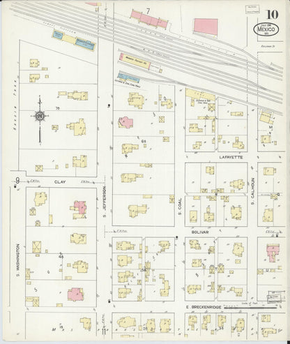 Sanborn Fire Insurance Map from Mexico, Audrain County, Missouri (1914), Sheet #0010 - Historic Sanborn Fire Insurance Map Print, vintage old map wall art, antique decor, genealogy gift, Missouri Missouri map