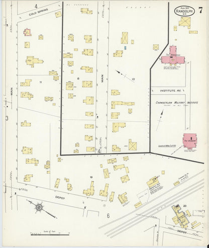 Sanborn Fire Insurance Map from Randolph, Cattaraugus County, New York (1913), Sheet #0007 - Complete Map Set gallery image, historic Sanborn map, vintage wall art, New York New York