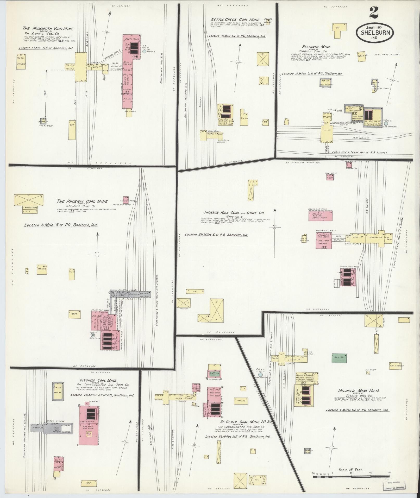 Sanborn Fire Insurance Map from Shelburn, Sullivan County, Indiana (1910), Sheet #0002 - Complete Map Set gallery image, historic Sanborn map, vintage wall art, Indiana Indiana