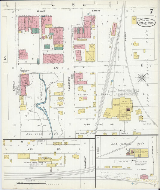 Sanborn Fire Insurance Map from Shelbyville, Shelby County, Illinois (1906), Sheet #0007 - Historic Sanborn Fire Insurance Map Print, vintage old map wall art, antique decor, genealogy gift, Illinois Illinois map
