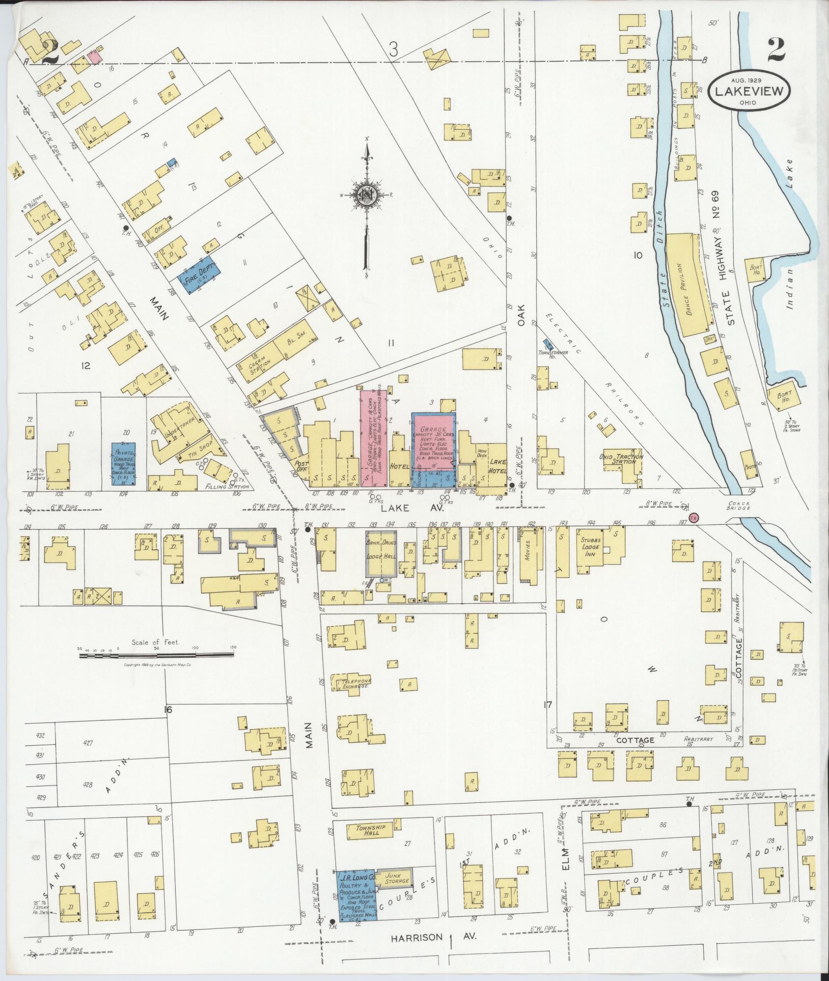 Sanborn Fire Insurance Map from Lakeview, Logan County, Ohio (1929), Sheet #0002 - Complete Map Set gallery image, historic Sanborn map, vintage wall art, Ohio Ohio