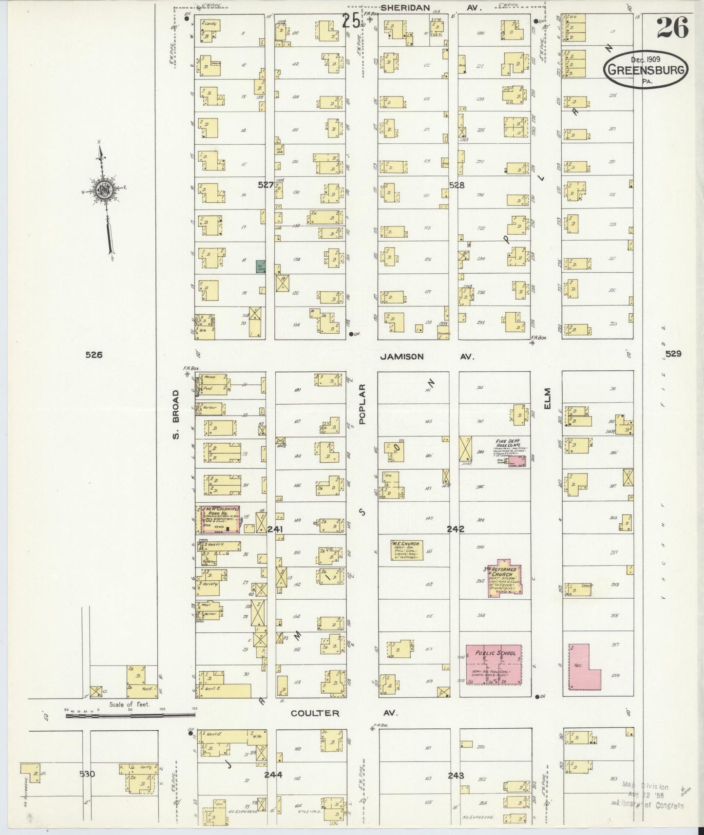 Sanborn Fire Insurance Map from Greensburg, Westmoreland County, Pennsylvania (1909), Sheet #0026 - Historic Sanborn Fire Insurance Map Print, vintage old map wall art, antique decor, genealogy gift, Pennsylvania Pennsylvania map