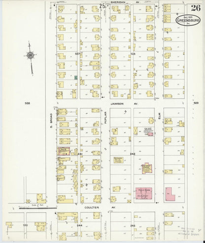 Sanborn Fire Insurance Map from Greensburg, Westmoreland County, Pennsylvania (1909), Sheet #0026 - Historic Sanborn Fire Insurance Map Print, vintage old map wall art, antique decor, genealogy gift, Pennsylvania Pennsylvania map