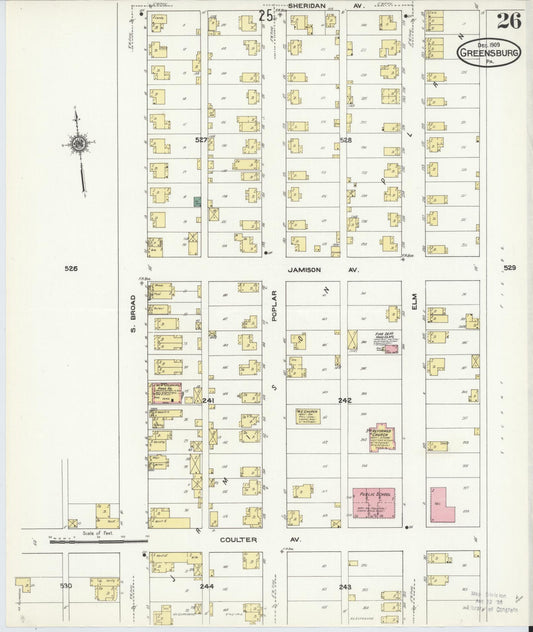 Sanborn Fire Insurance Map from Greensburg, Westmoreland County, Pennsylvania (1909), Sheet #0026 - Historic Sanborn Fire Insurance Map Print, vintage old map wall art, antique decor, genealogy gift, Pennsylvania Pennsylvania map
