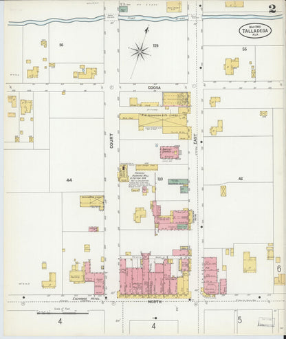 Sanborn Fire Insurance Map from Talladega, Talladega County, Alabama (1900), Sheet #0002 - Complete Map Set gallery image, historic Sanborn map, vintage wall art, Alabama Alabama