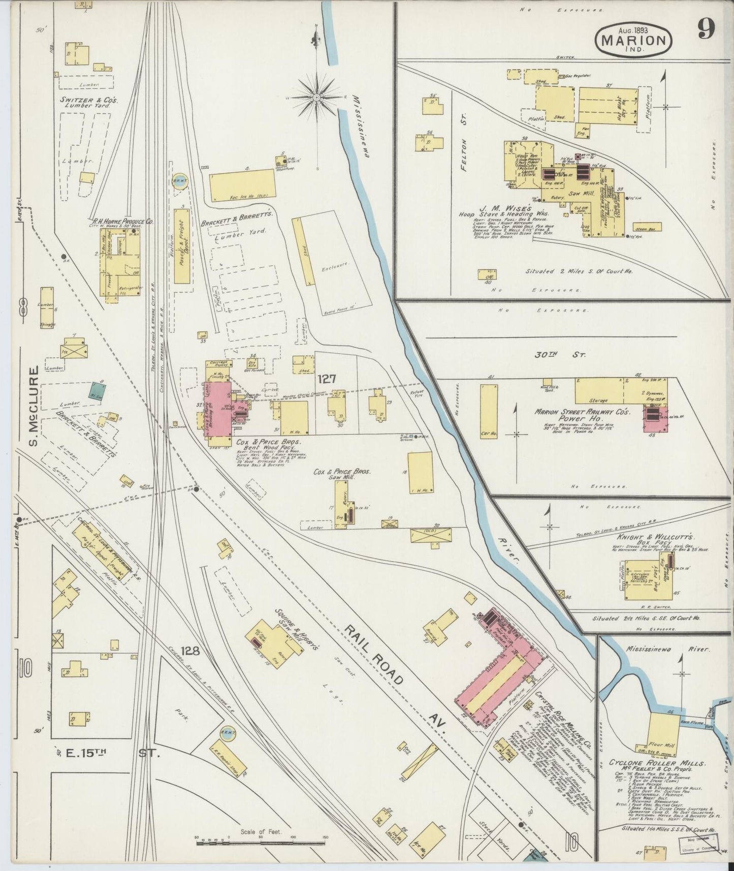 Sanborn Fire Insurance Map from Marion, Grant County, Indiana (1893), Sheet #0009 - Complete Map Set gallery image, historic Sanborn map, vintage wall art, Indiana Indiana