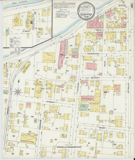 Sanborn Fire Insurance Map from Thibodaux, Lafourche Parish, Louisiana. (1898) – Historic Sanborn Fire Insurance Map Print