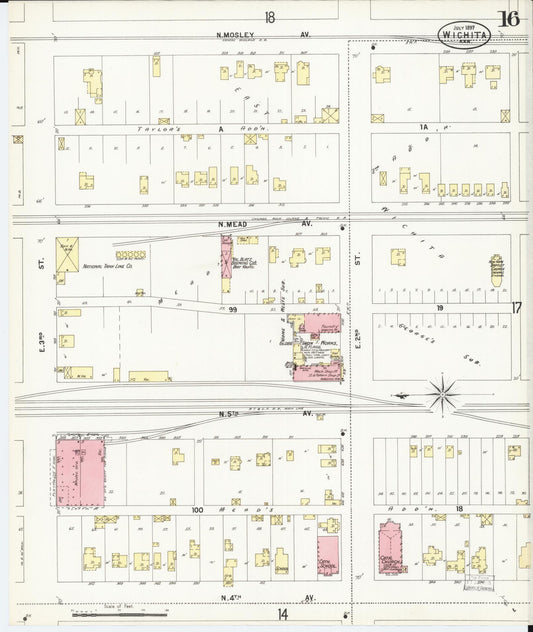 Sanborn Fire Insurance Map from Wichita, Sedgwick County, Kansas (1897), Sheet #0016 - Historic Sanborn Fire Insurance Map Print, vintage old map wall art, antique decor, genealogy gift, Kansas Kansas map