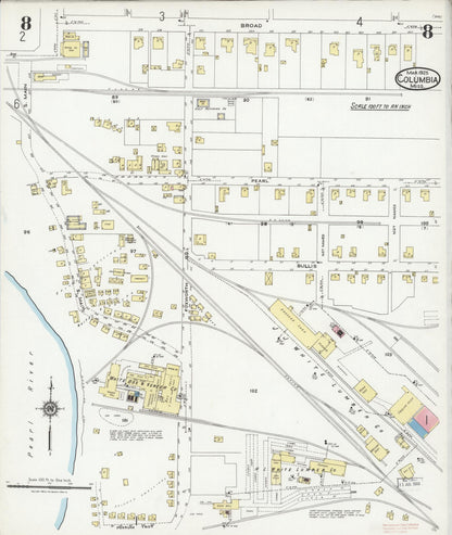 Sanborn Fire Insurance Map from Columbia, Marion County, Mississippi (1925), Sheet #0008 - Complete Map Set gallery image, historic Sanborn map, vintage wall art, Mississippi Mississippi