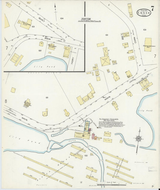 Sanborn Fire Insurance Map from Essex, Middlesex County, Connecticut (1914), Sheet #0007 - Historic Sanborn Fire Insurance Map Print, vintage old map wall art, antique decor, genealogy gift, Connecticut Connecticut map