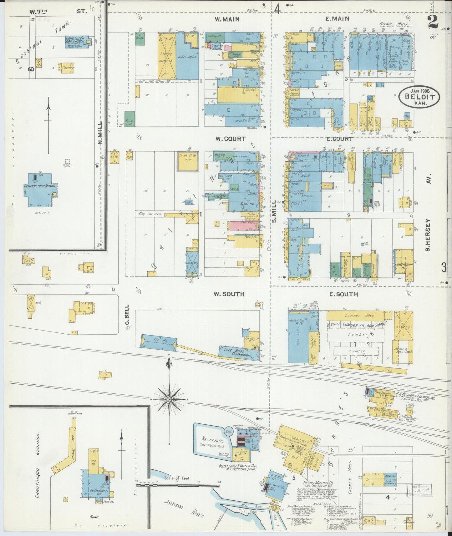 Sanborn Fire Insurance Map from Beloit, Mitchell County, Kansas (1905), Sheet #0002 - Complete Map Set gallery image, historic Sanborn map, vintage wall art, Kansas Kansas