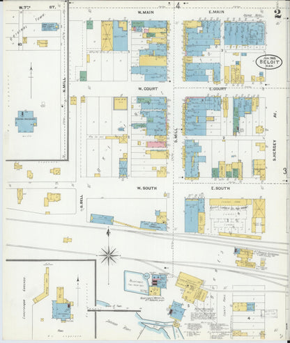 Sanborn Fire Insurance Map from Beloit, Mitchell County, Kansas (1905), Sheet #0002 - Complete Map Set gallery image, historic Sanborn map, vintage wall art, Kansas Kansas