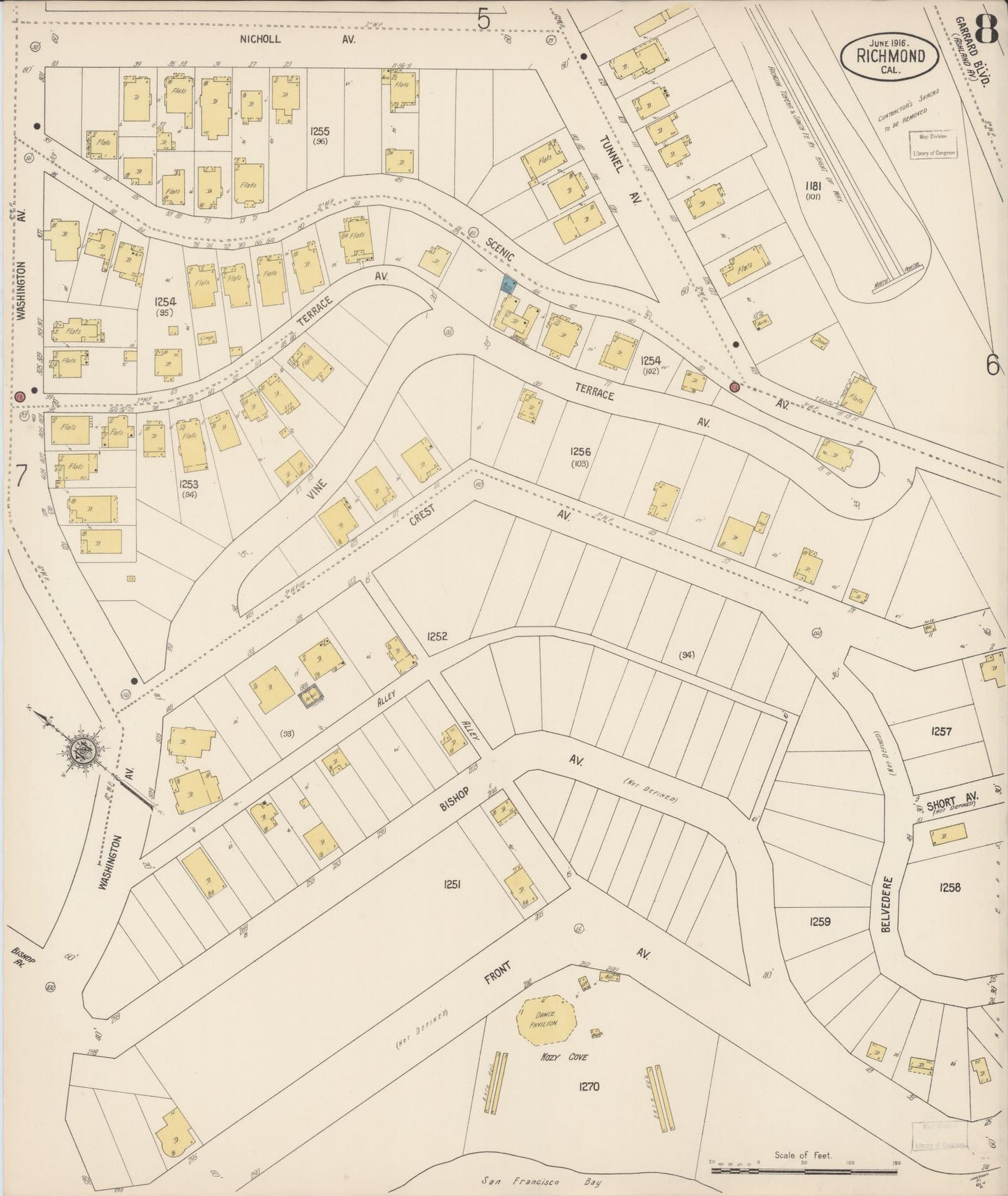 Sanborn Fire Insurance Map from Richmond, Contra Costa County, California (1916), Sheet #0008 - Complete Map Set gallery image, historic Sanborn map, vintage wall art, California California