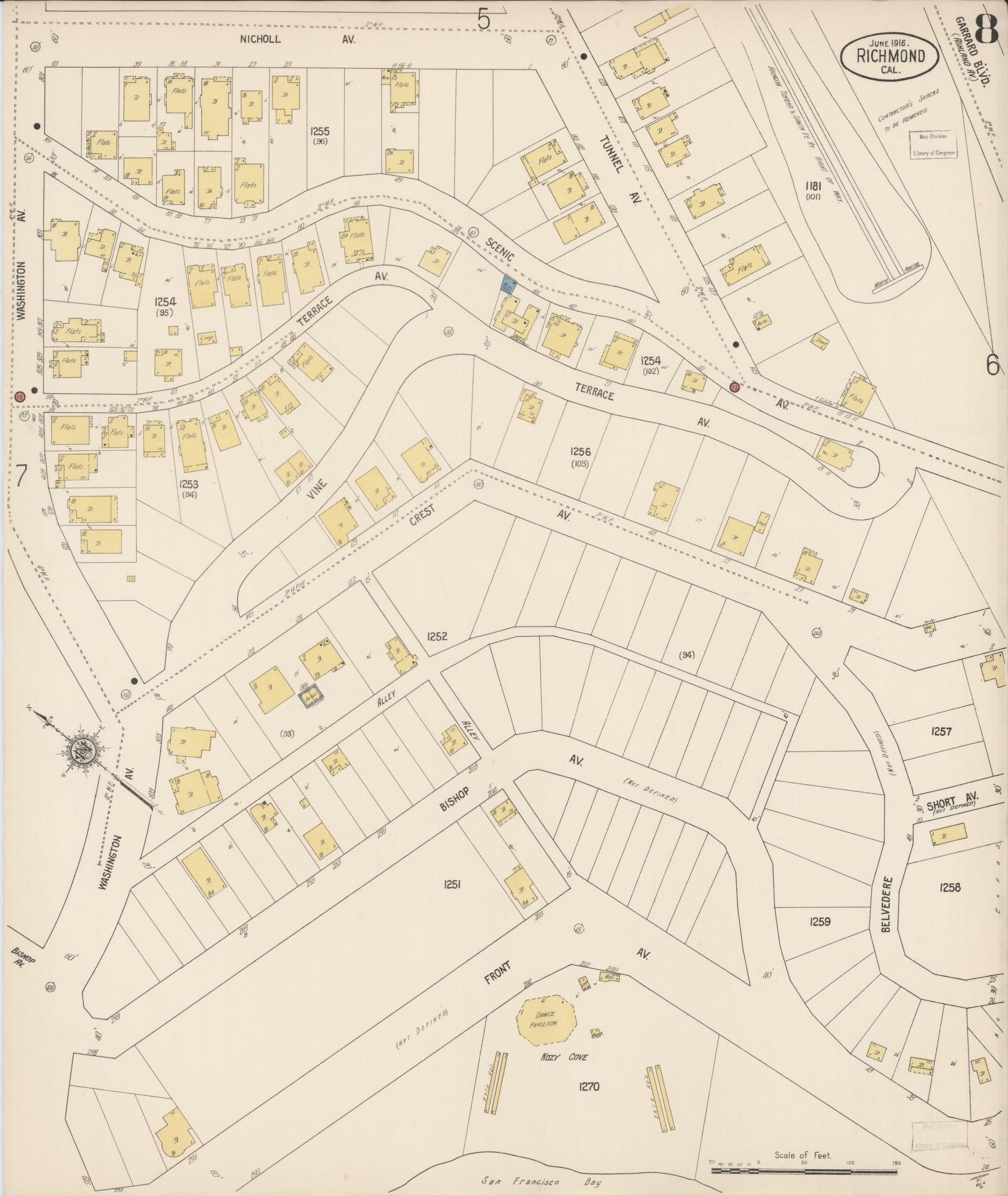 Sanborn Fire Insurance Map from Richmond, Contra Costa County, California (1916), Sheet #0008 - Complete Map Set gallery image, historic Sanborn map, vintage wall art, California California