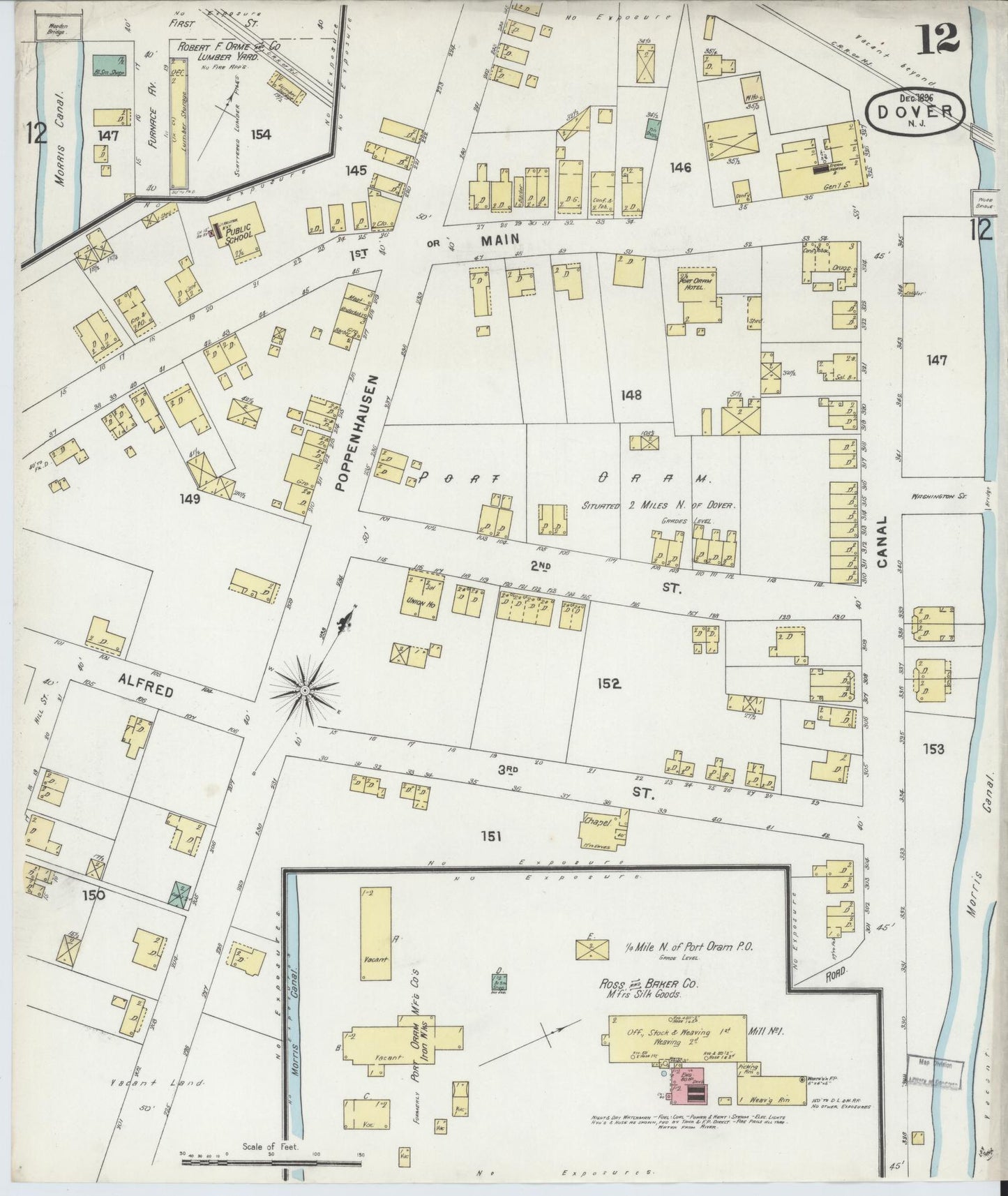 Sanborn Fire Insurance Map from Dover, Morris County, New Jersey (1896), Sheet #0012 - Complete Map Set gallery image, historic Sanborn map, vintage wall art, New Jersey New Jersey