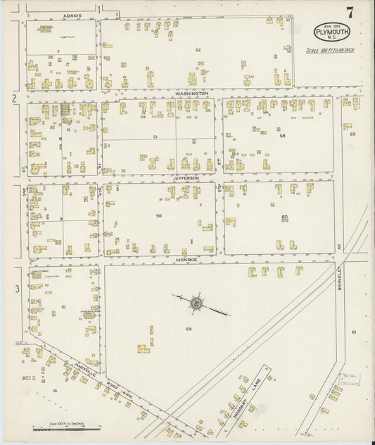 Sanborn Fire Insurance Map from Plymouth, Washington County, North Carolina (1915), Sheet #0007 - Historic Sanborn Fire Insurance Map Print, vintage old map wall art, antique decor, genealogy gift, North Carolina North Carolina map