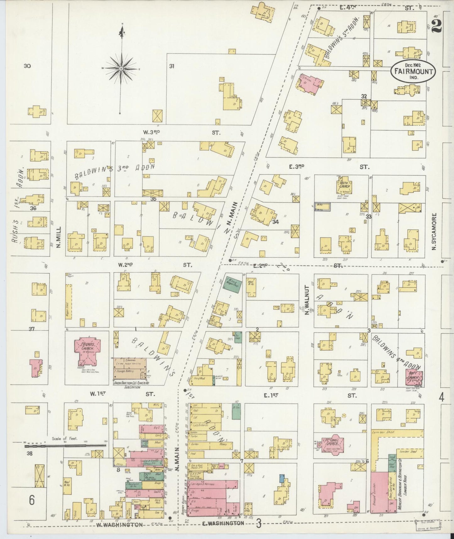 Sanborn Fire Insurance Map from Fairmount, Grant County, Indiana (1902), Sheet #0002 - Complete Map Set gallery image, historic Sanborn map, vintage wall art, Indiana Indiana