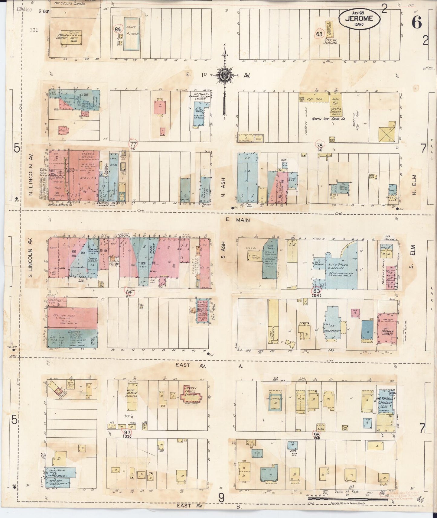 Sanborn Fire Insurance Map from Jerome, Jerome County, Idaho (1949), Sheet #0006 - Complete Map Set gallery image, historic Sanborn map, vintage wall art, Idaho Idaho