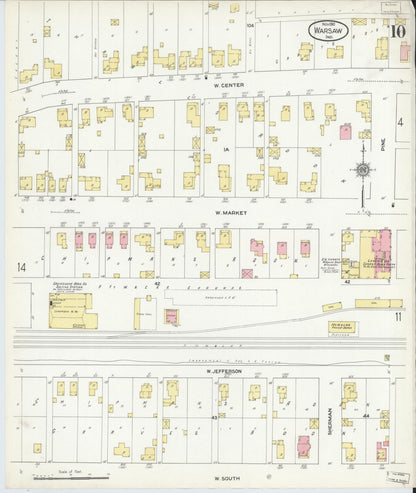 Sanborn Fire Insurance Map from Warsaw, Kosciusko County, Indiana (1910), Sheet #0010 - Historic Sanborn Fire Insurance Map Print, vintage old map wall art, antique decor, genealogy gift, Indiana Indiana map