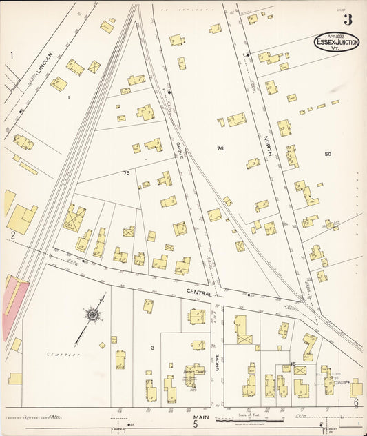 Sanborn Fire Insurance Map from Essex Junction, Chittenden County, Vermont (1922), Sheet #0003 - Historic Sanborn Fire Insurance Map Print, vintage old map wall art, antique decor, genealogy gift, Vermont Vermont map