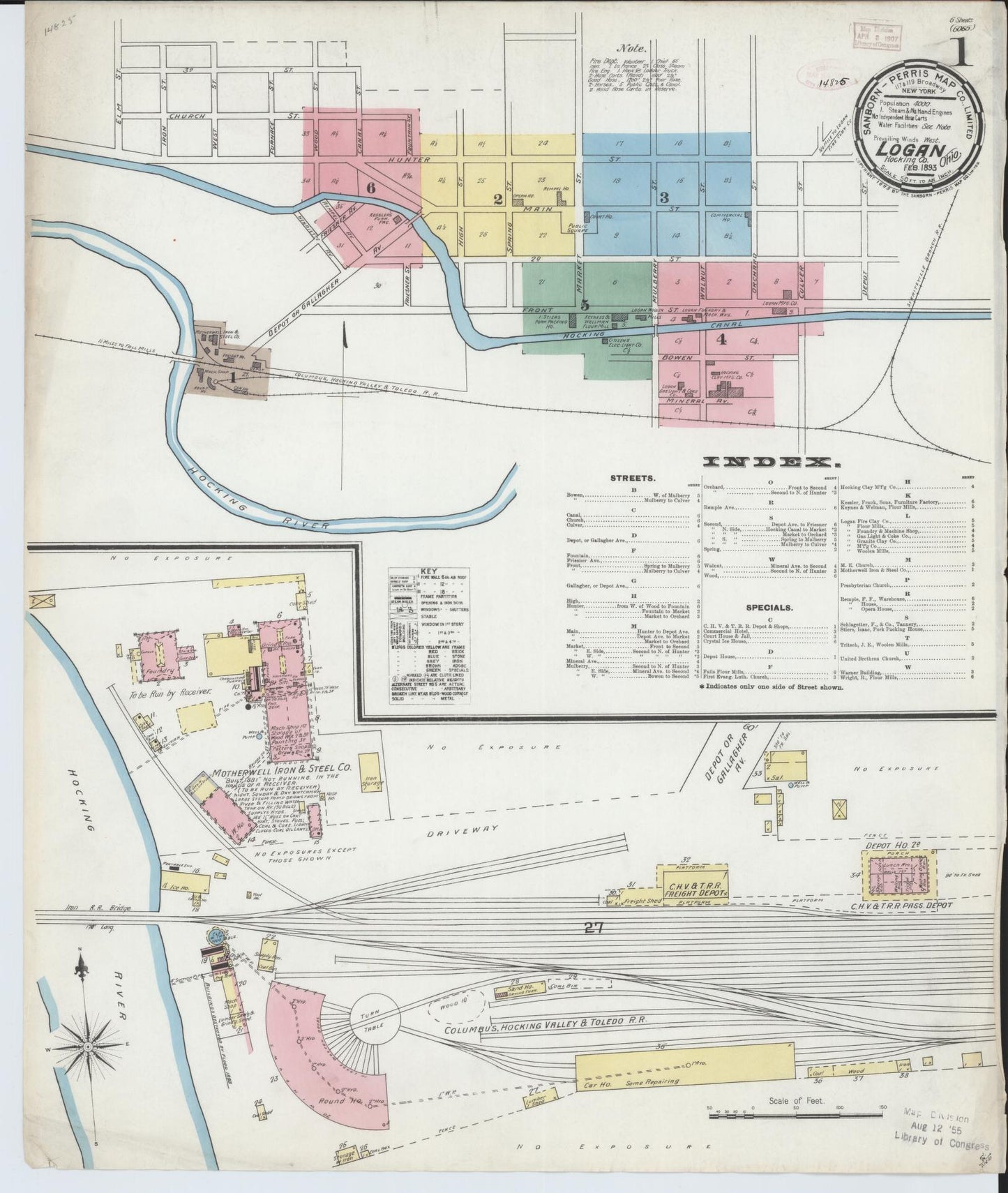 Sanborn Fire Insurance Map from Logan, Hocking County, Ohio (1893), Sheet #0001 - Historic Sanborn Fire Insurance Map Print, vintage old map wall art, antique decor, genealogy gift, Ohio Ohio map