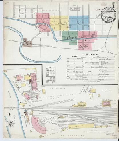 Sanborn Fire Insurance Map from Logan, Hocking County, Ohio (1893), Sheet #0001 - Historic Sanborn Fire Insurance Map Print, vintage old map wall art, antique decor, genealogy gift, Ohio Ohio map
