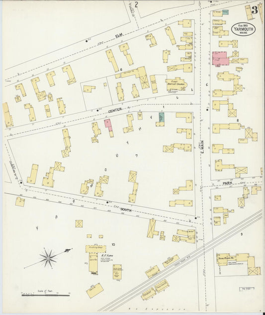 Sanborn Fire Insurance Map from Yarmouth, Cumberland County, Maine (1903), Sheet #0003 - Historic Sanborn Fire Insurance Map Print, vintage old map wall art, antique decor, genealogy gift, Maine Maine map
