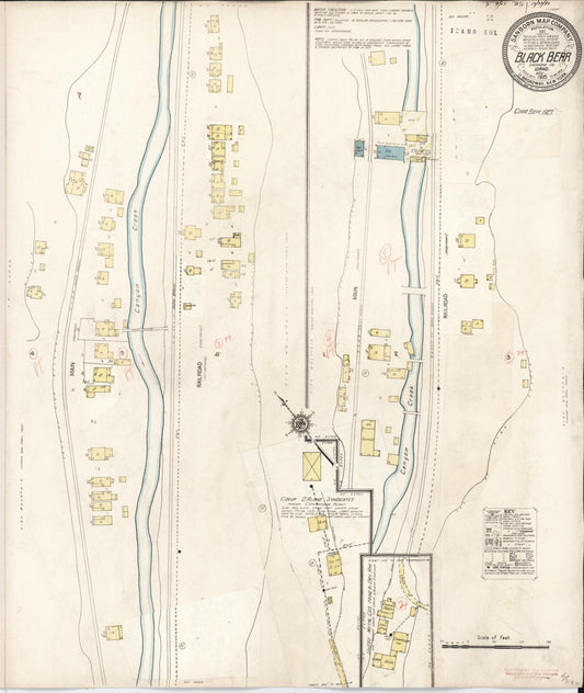 Sanborn Fire Insurance Map from Black Bear, Shoshone County, Idaho (1927), Sheet #0001 - Historic Sanborn Fire Insurance Map Print, vintage old map wall art, antique decor, genealogy gift, Idaho Idaho map